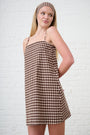 Choc Gingham Bengaline Shift Dress
