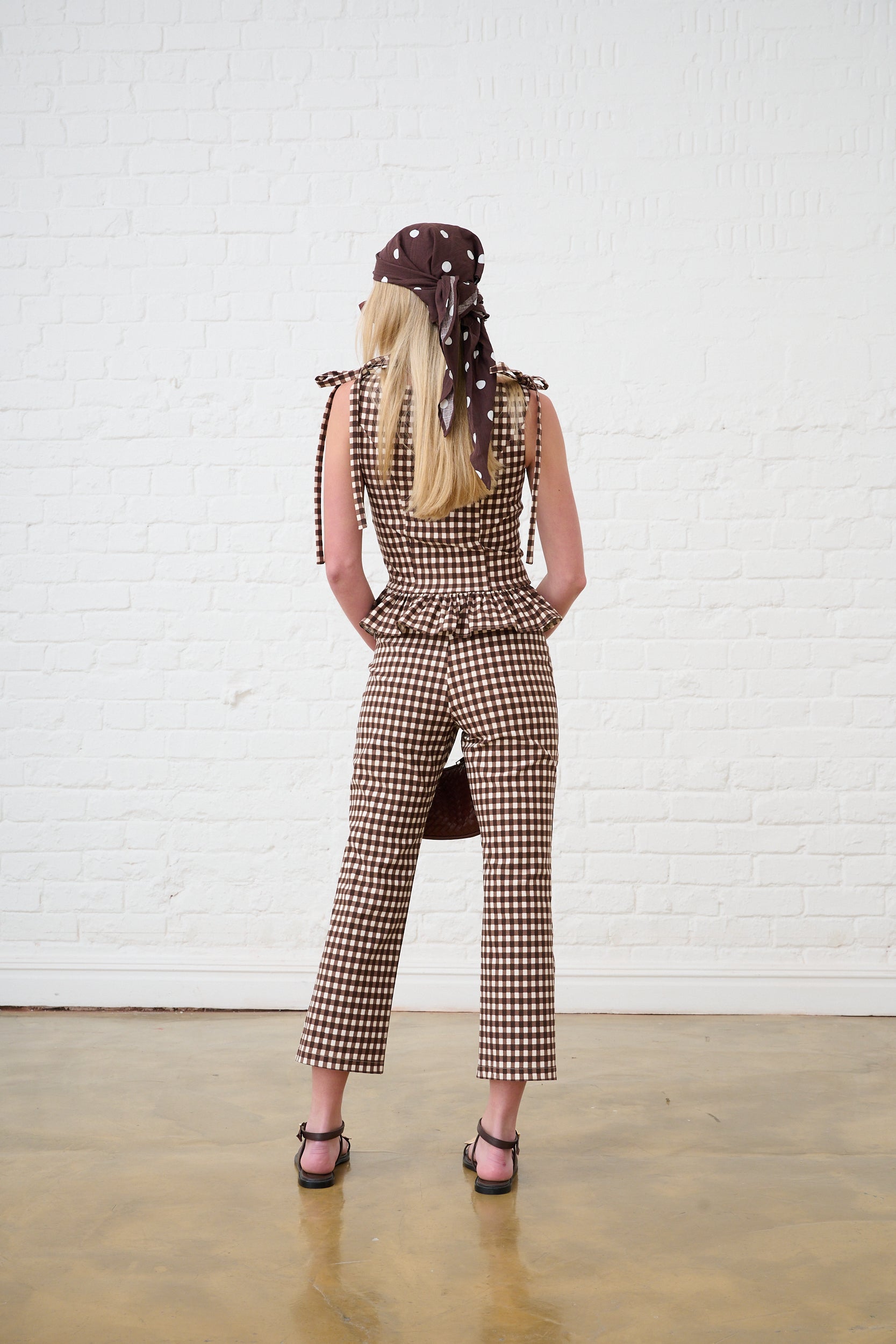 Bengaline Cropped Pants in Choc Gingham