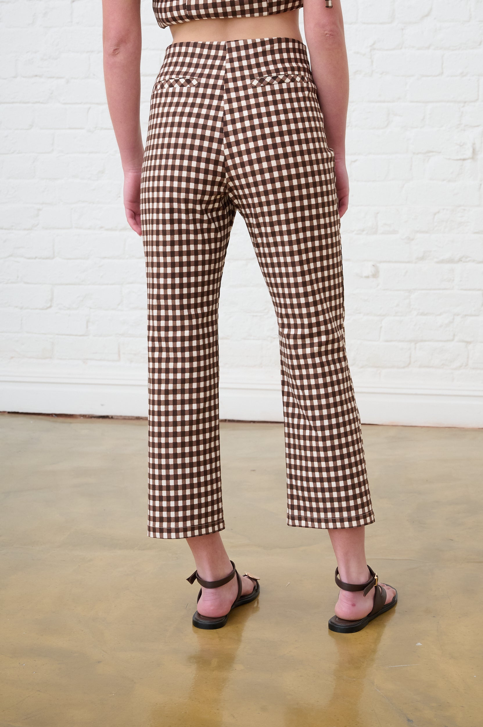 Bengaline Cropped Pants in Choc Gingham