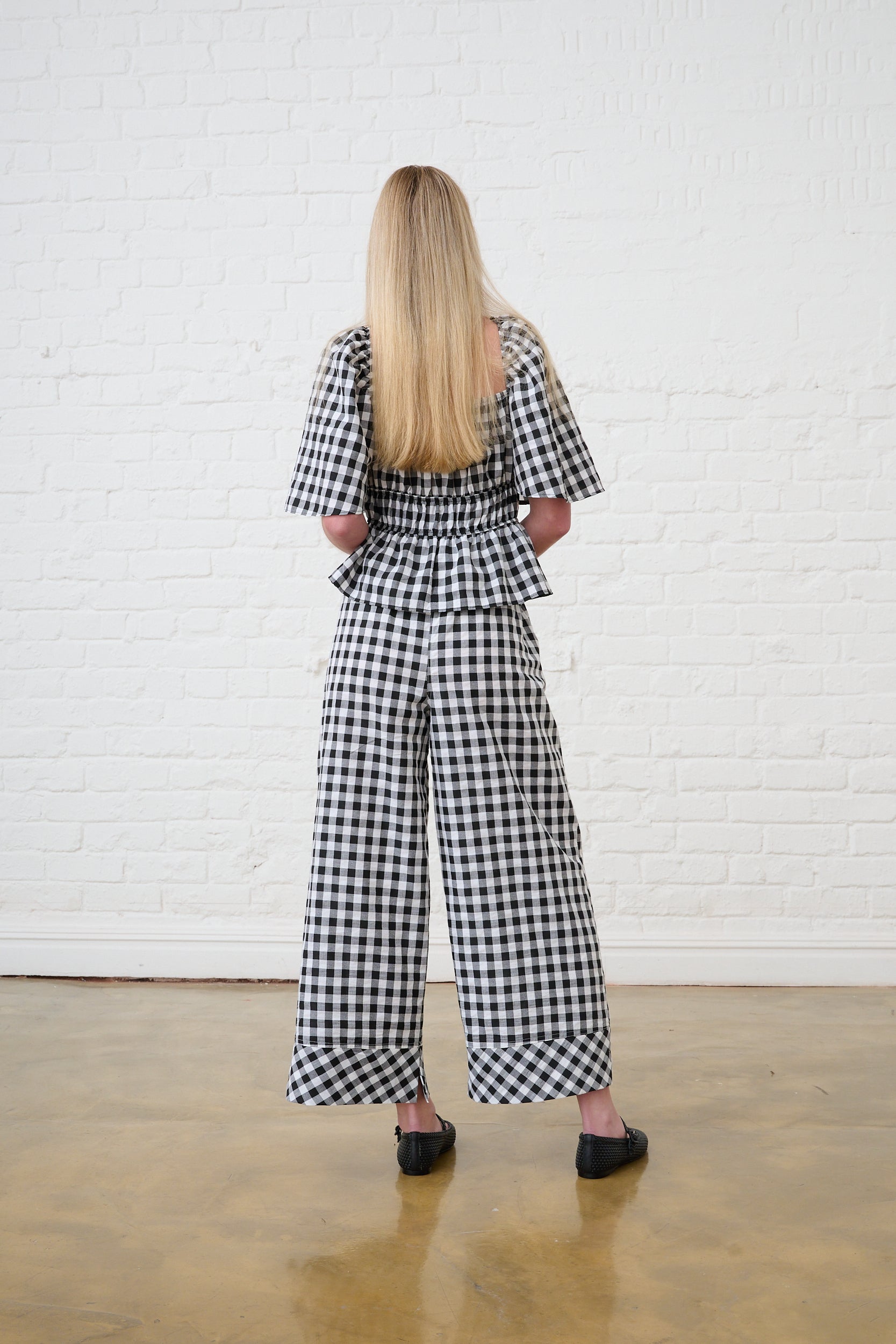 Gingham Top in Black/Milk