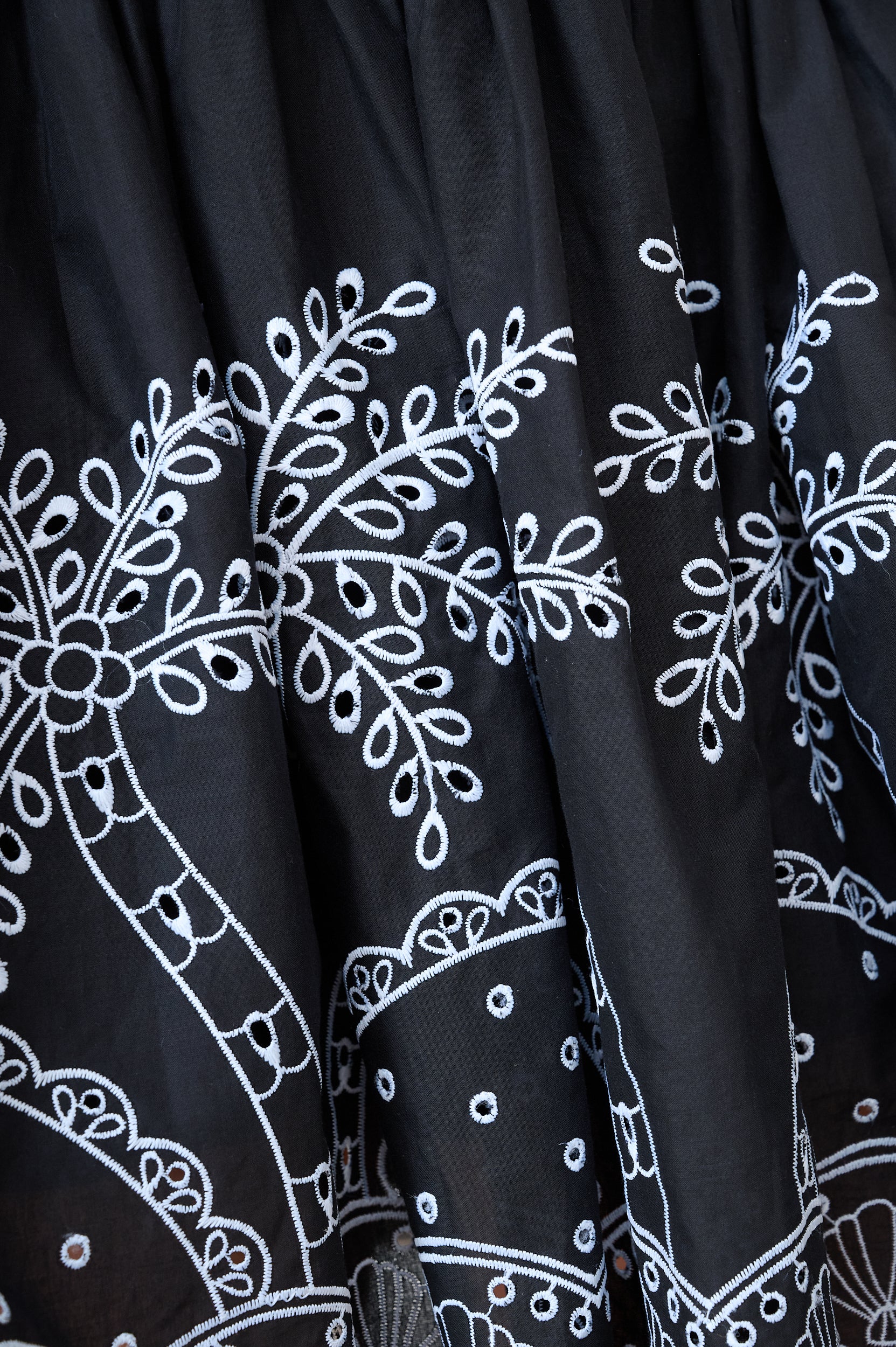 Black Palm Anglaise Border Babydoll Dress