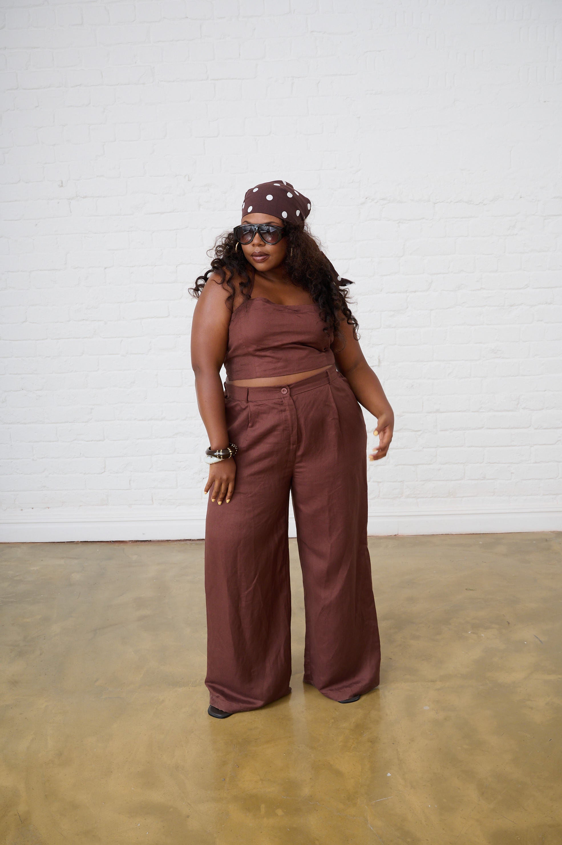 Linen Wide Leg Pants in Chocolate