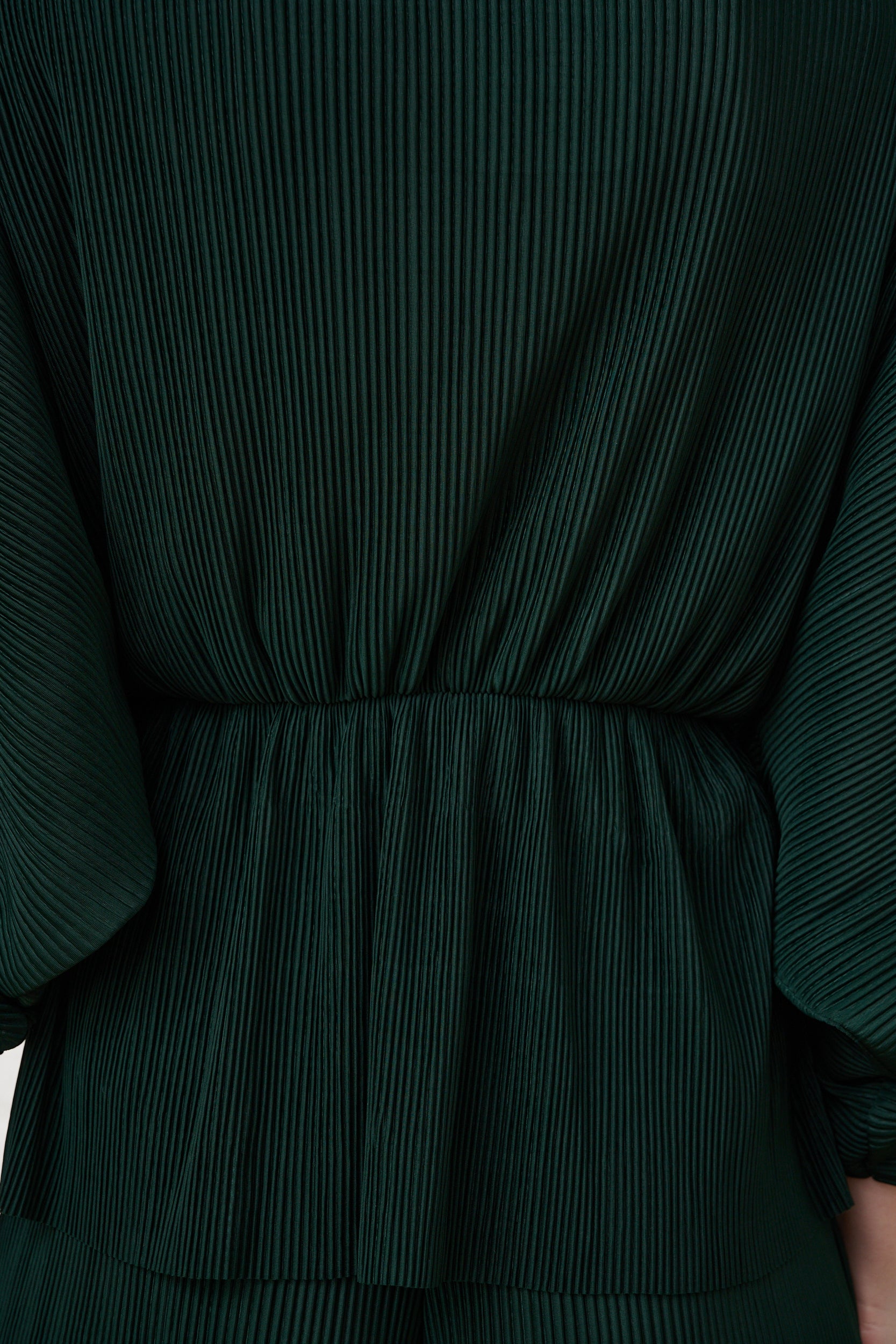 Kimono Plisse Top in Bottle Green