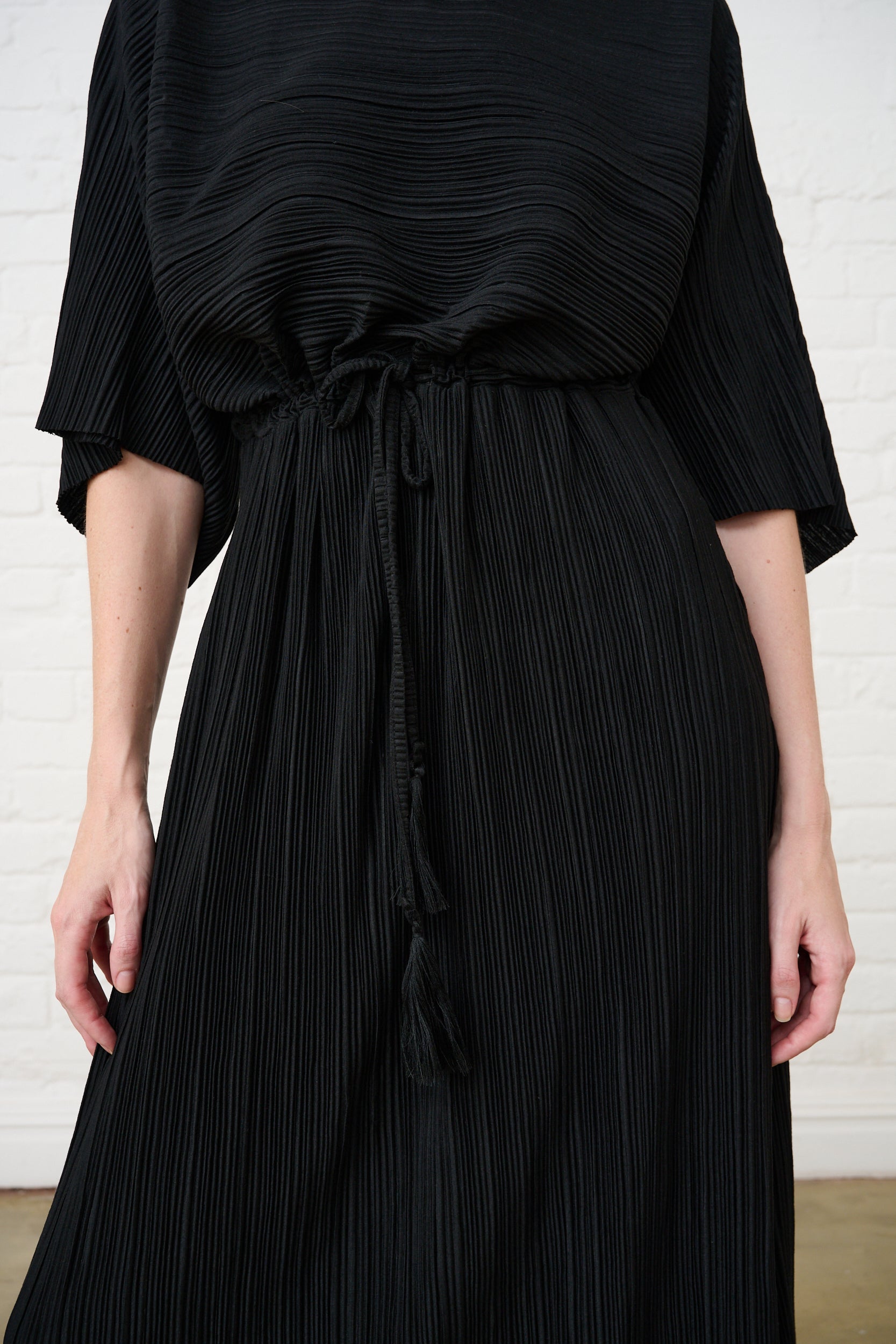 High Neck Kaftan Plisse Dress