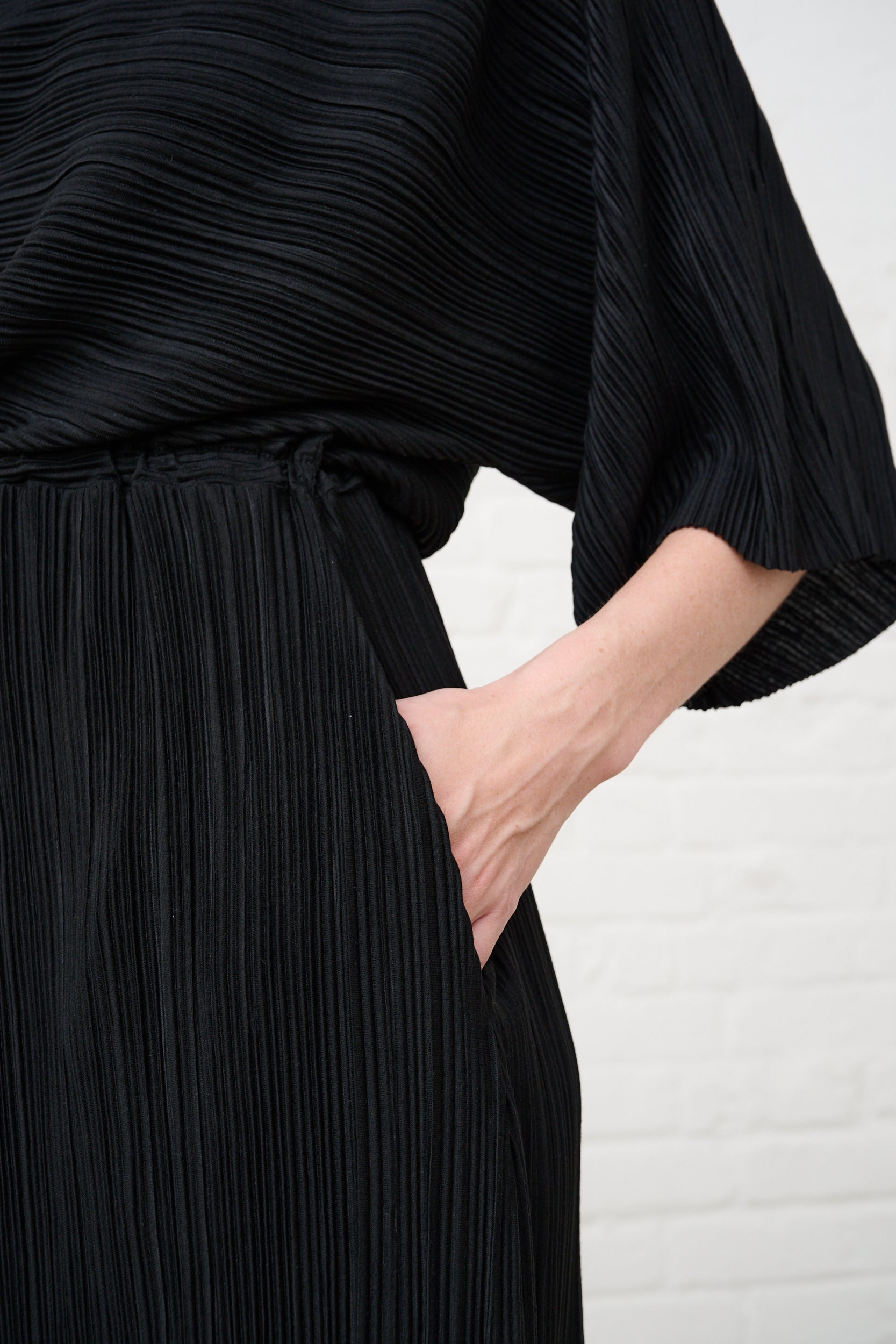 High Neck Kaftan Plisse Dress