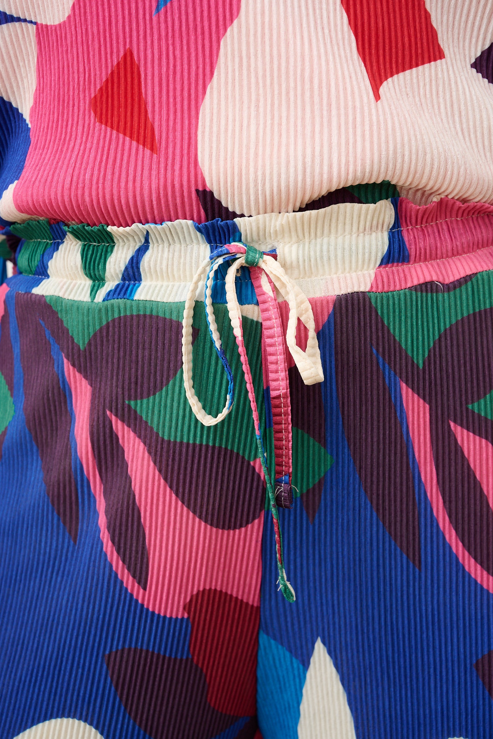 Tie Detail Plisse Pants in Bloom