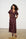 Burgundy Spot Satin Maxi Dress with Sleeve