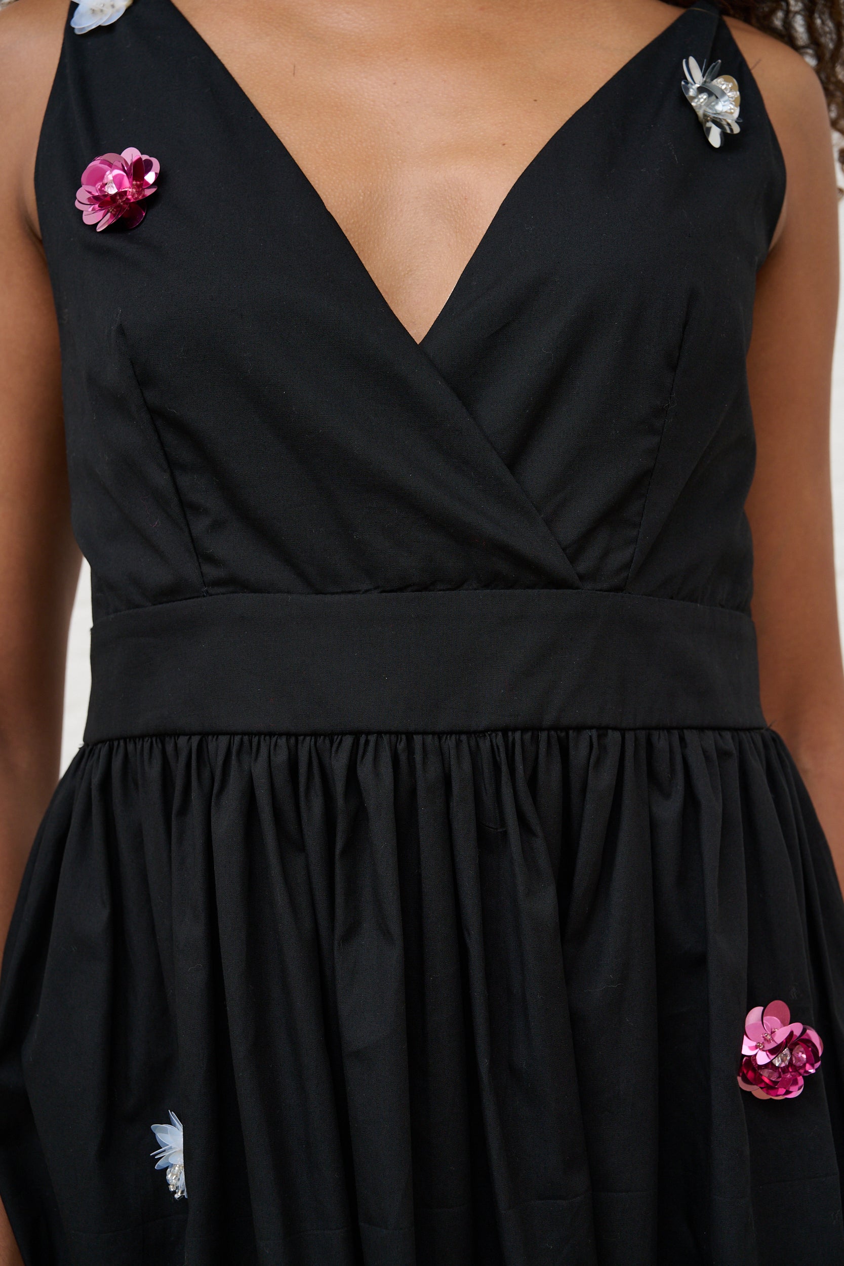 Embellished Flower Dress in Black