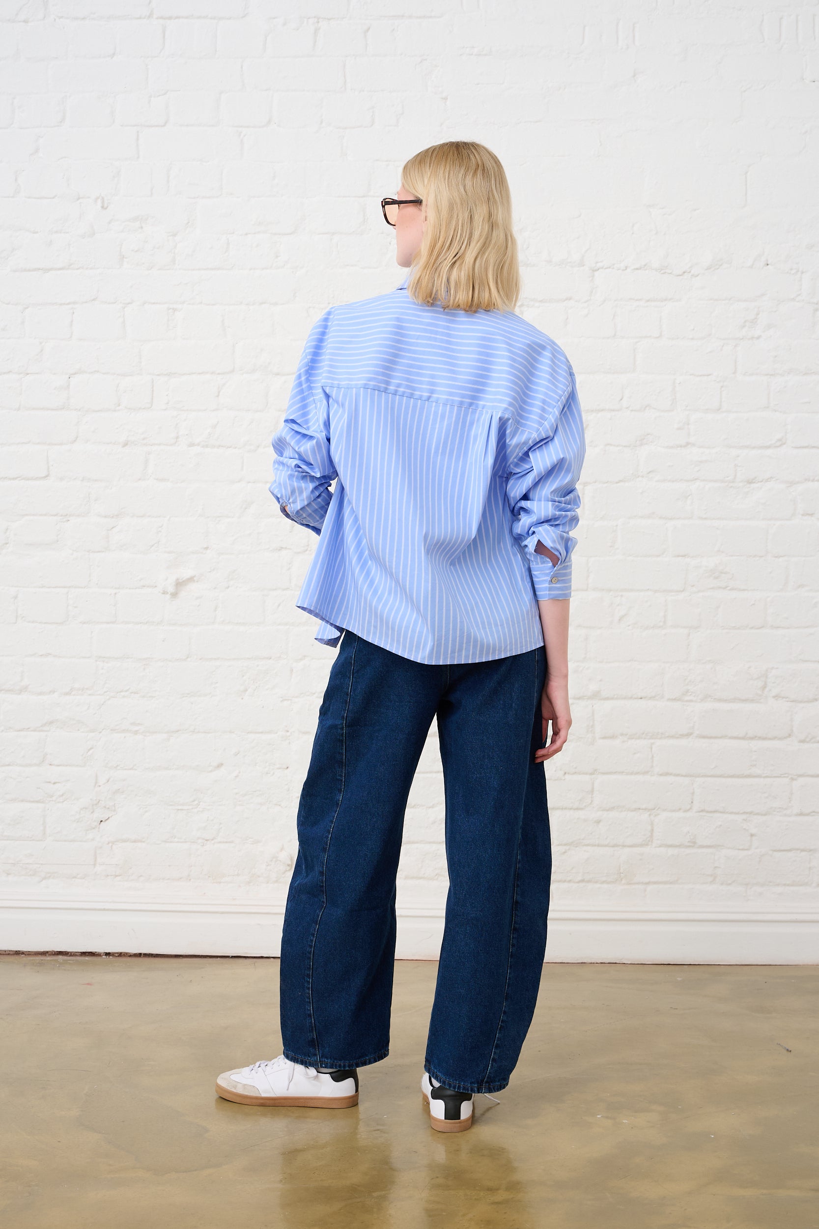 Luxe Sequined Shirt in Blue Stripe