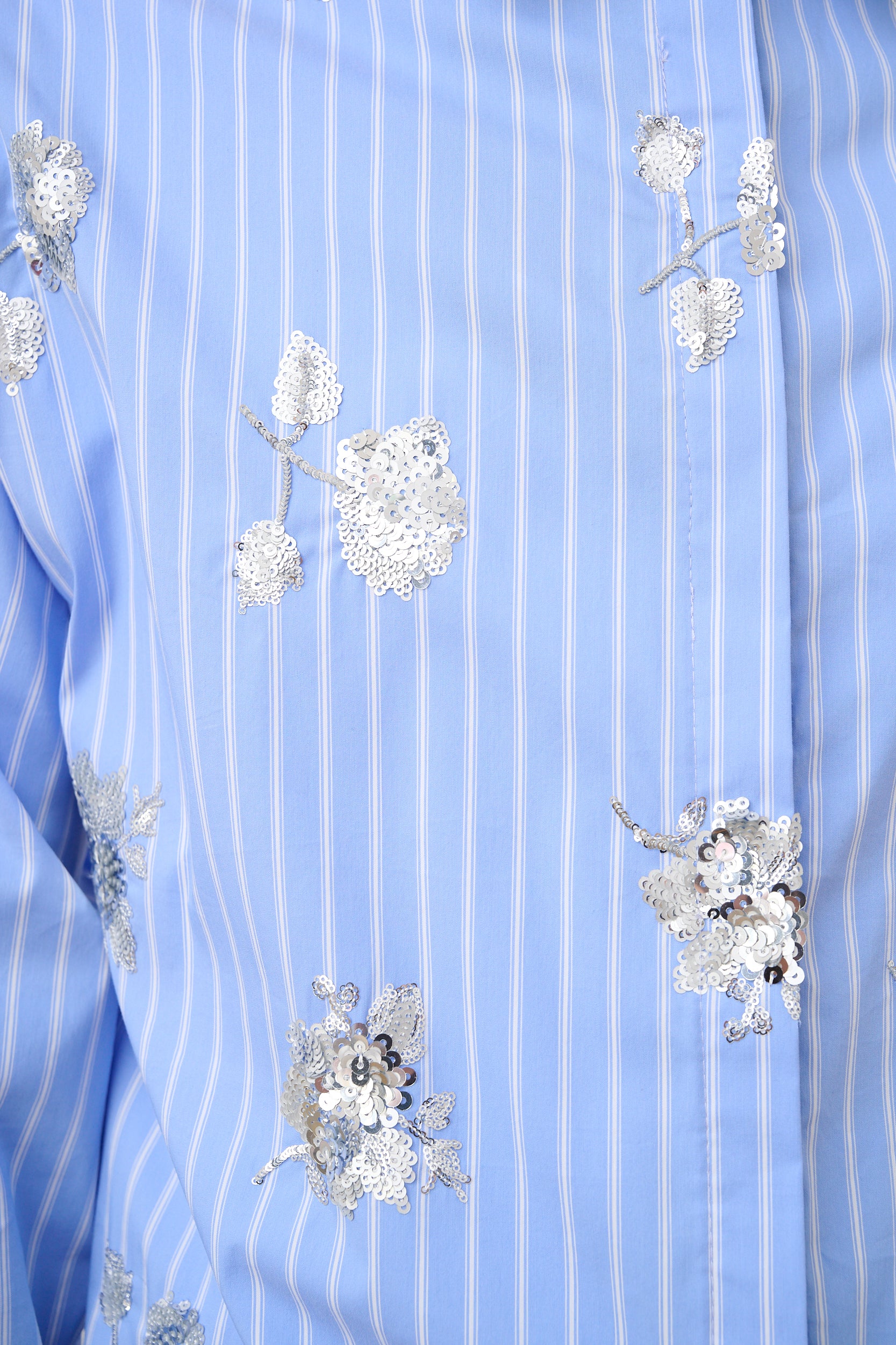Luxe Sequined Shirt in Blue Stripe