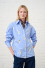 Luxe Sequined Shirt in Blue Stripe