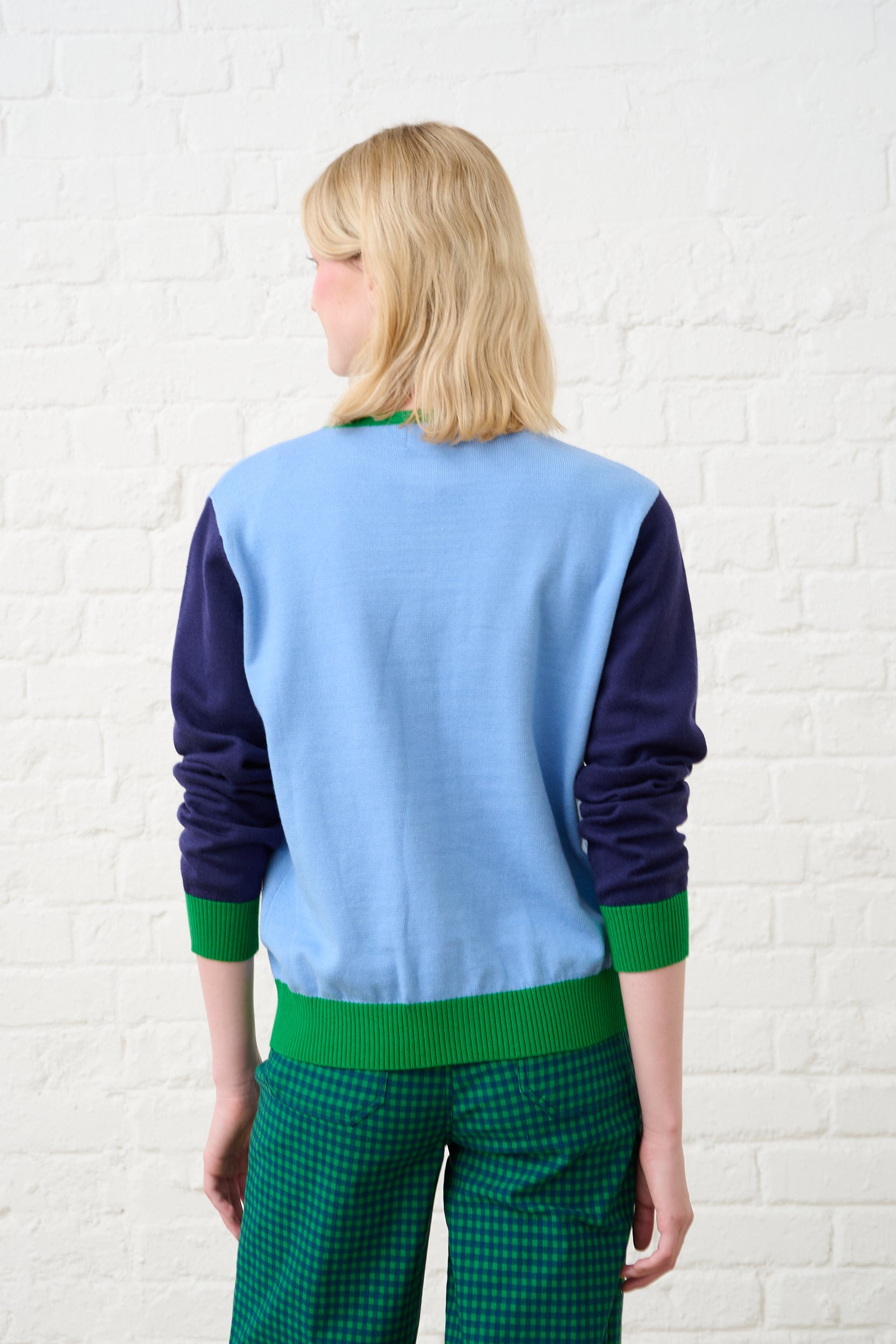 Lightweight Cardigan in Blue Colourblock