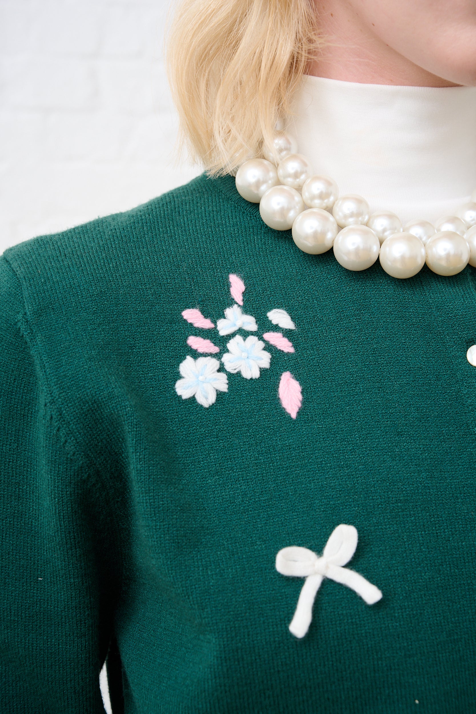Lightweight Cardigan with Embroidered Flower