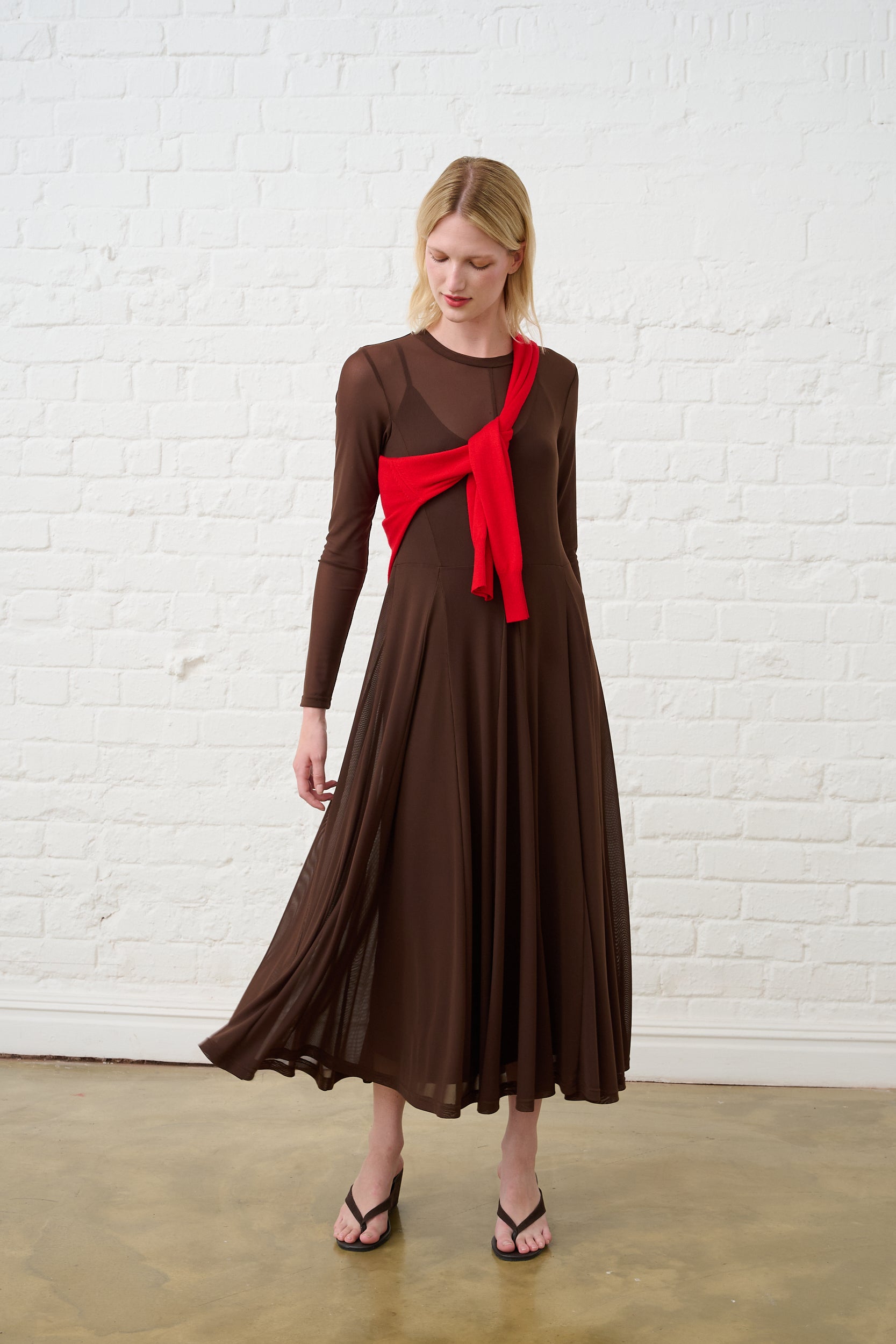 Maxi Mesh Dress in Chocolate – Me&B