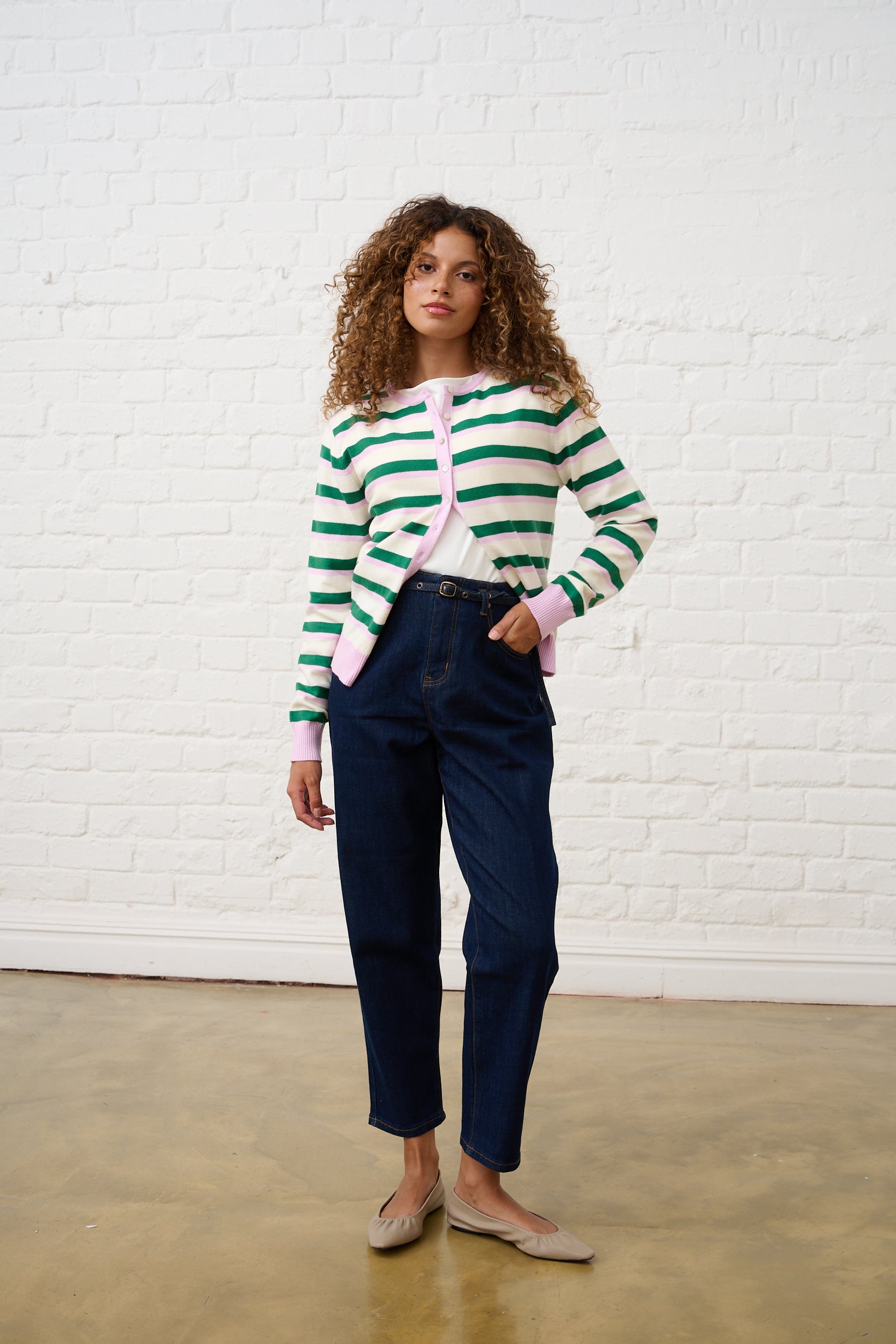 Lightweight Cardigan in Heritage Stripe