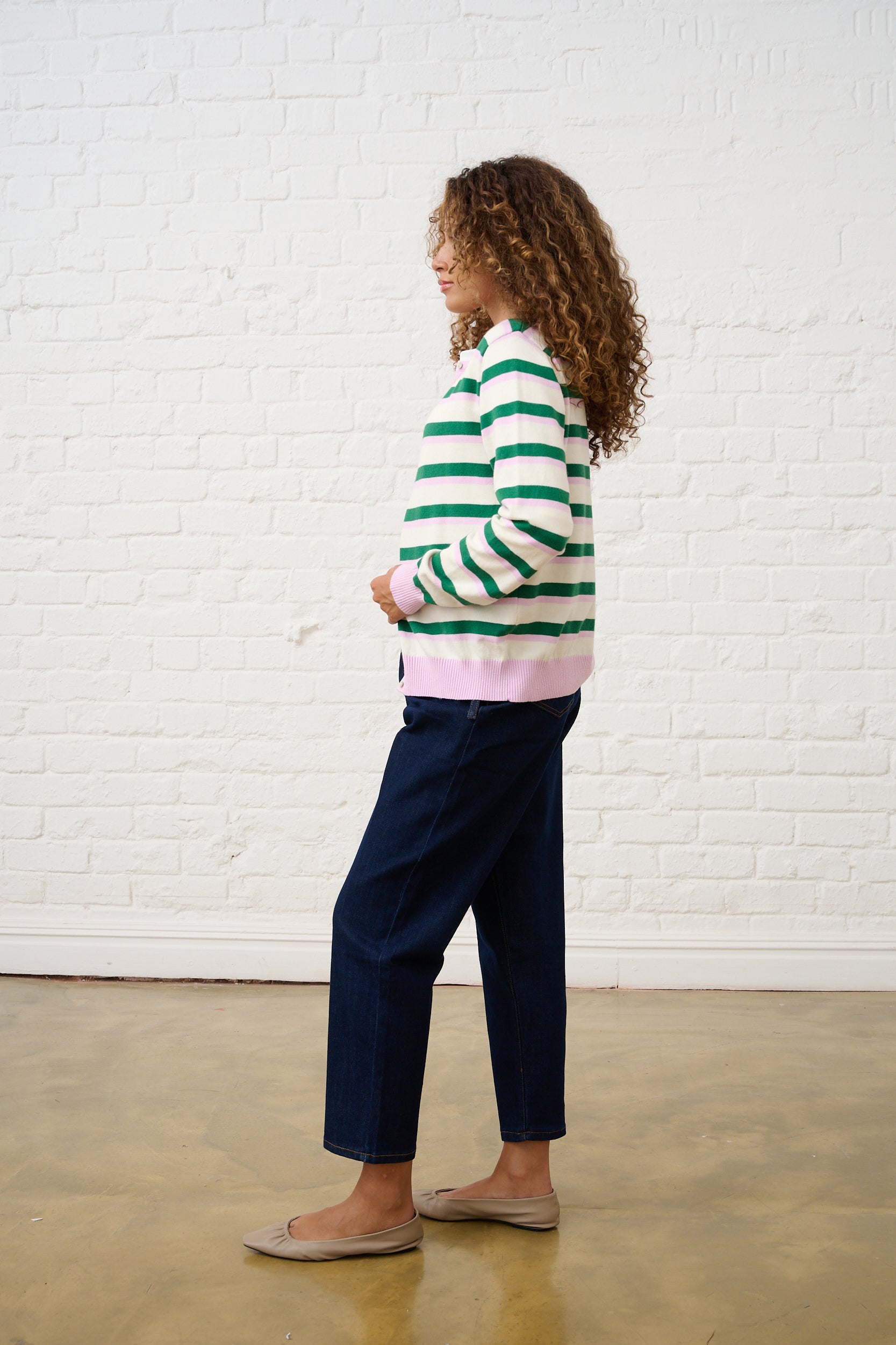 Lightweight Cardigan in Heritage Stripe