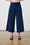 Navy Stretch Wide Leg Cropped Pants