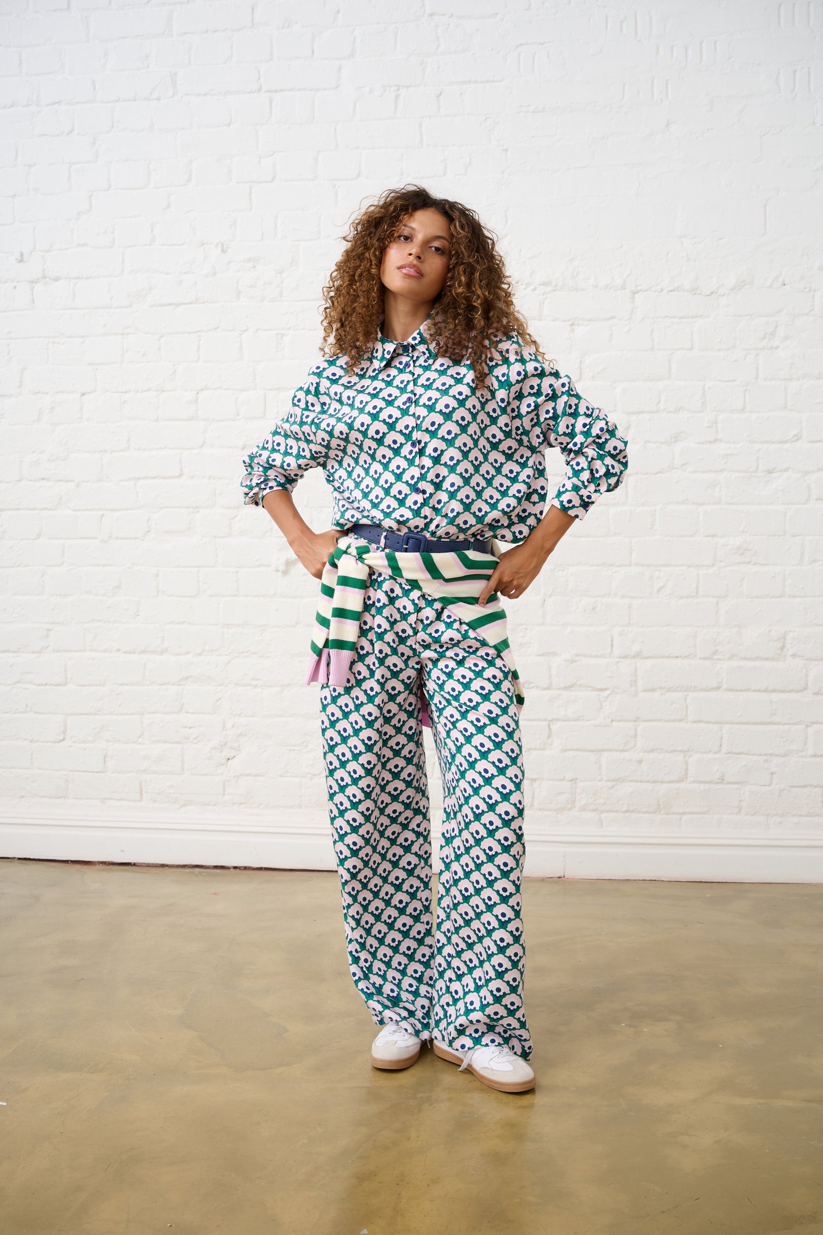 Straight Leg Trousers in Geo Floral