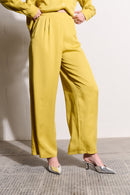 Flat Front Wide Leg Pants in Chartreuse