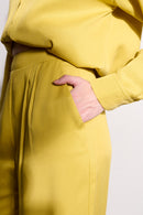 Flat Front Wide Leg Pants in Chartreuse