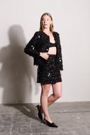 The Sequin Mini Skirt in Black