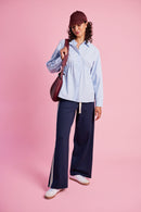 Ponti Pant with Contrast Rib in Ink/Milk