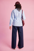 Ponti Pant with Contrast Rib in Ink/Milk