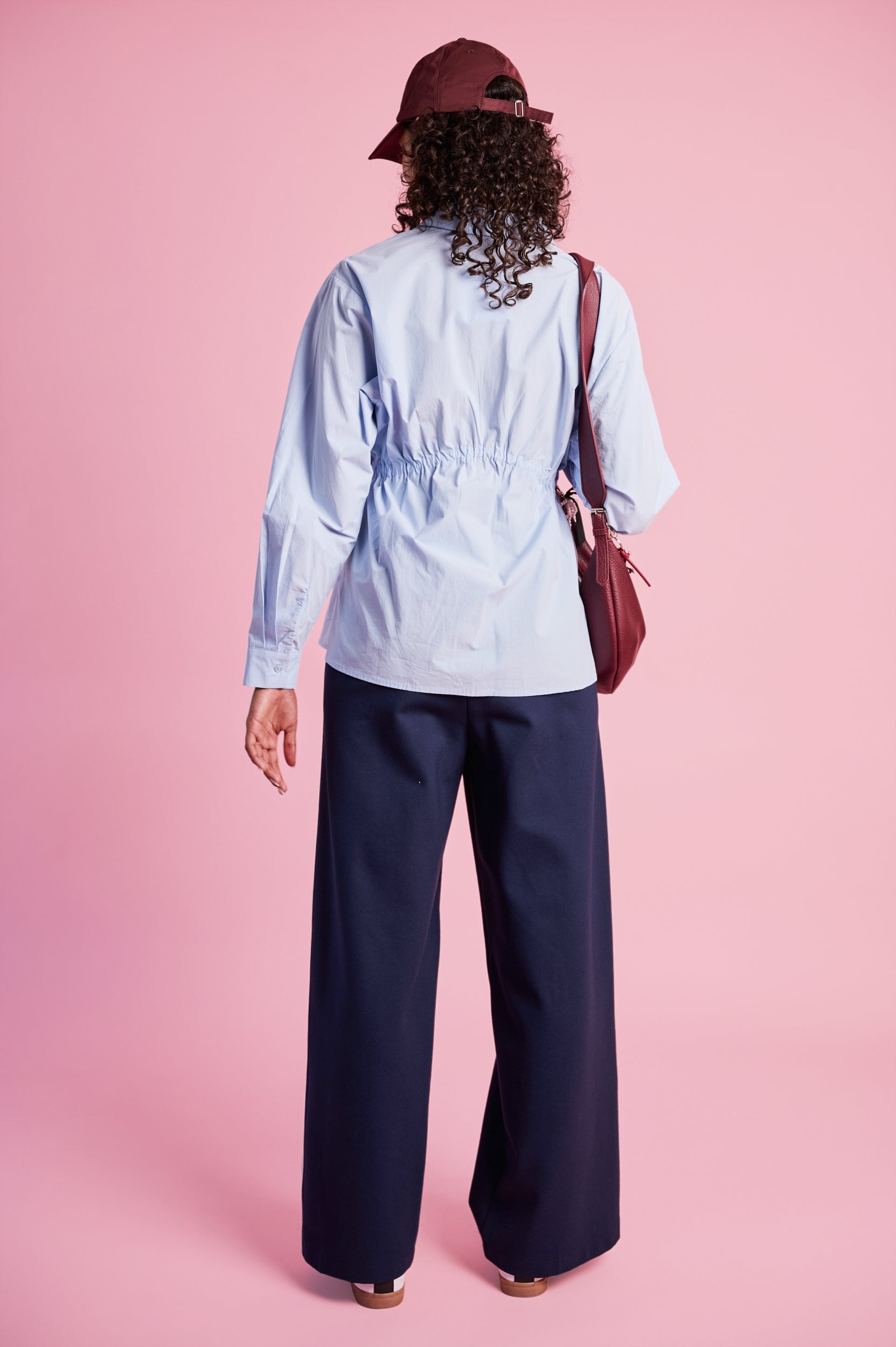 Ponti Pant with Contrast Rib in Ink/Milk