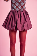 Bubble Mini Skirt in Burgundy