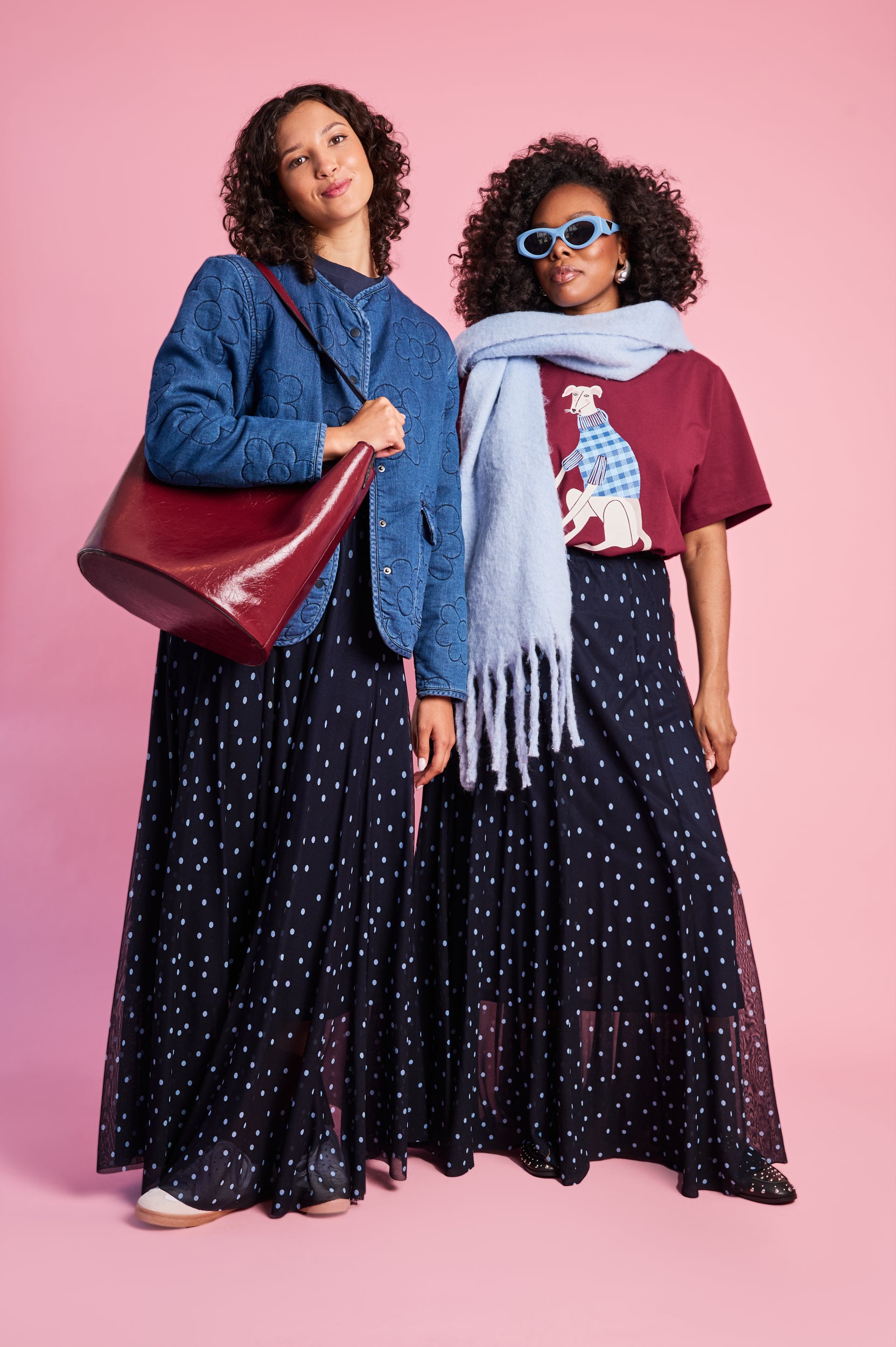 Panelled Lined Mesh Skirt in Blue Spot