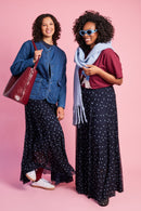 Panelled Lined Mesh Skirt in Blue Spot