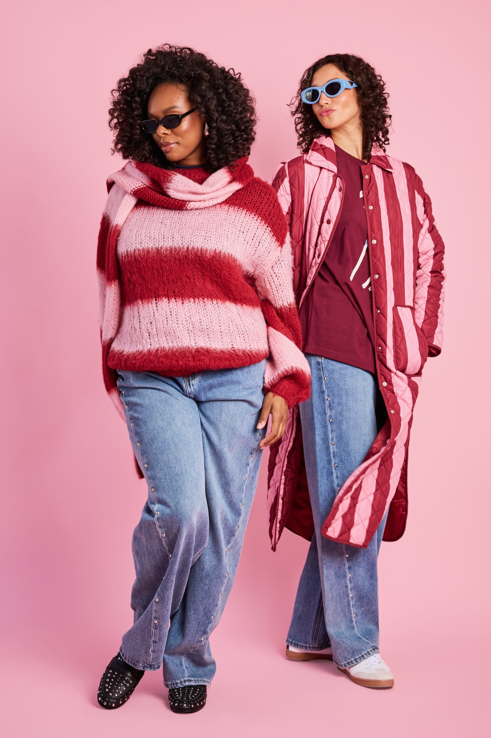 The Maxi Puffer in Burgundy Stripe