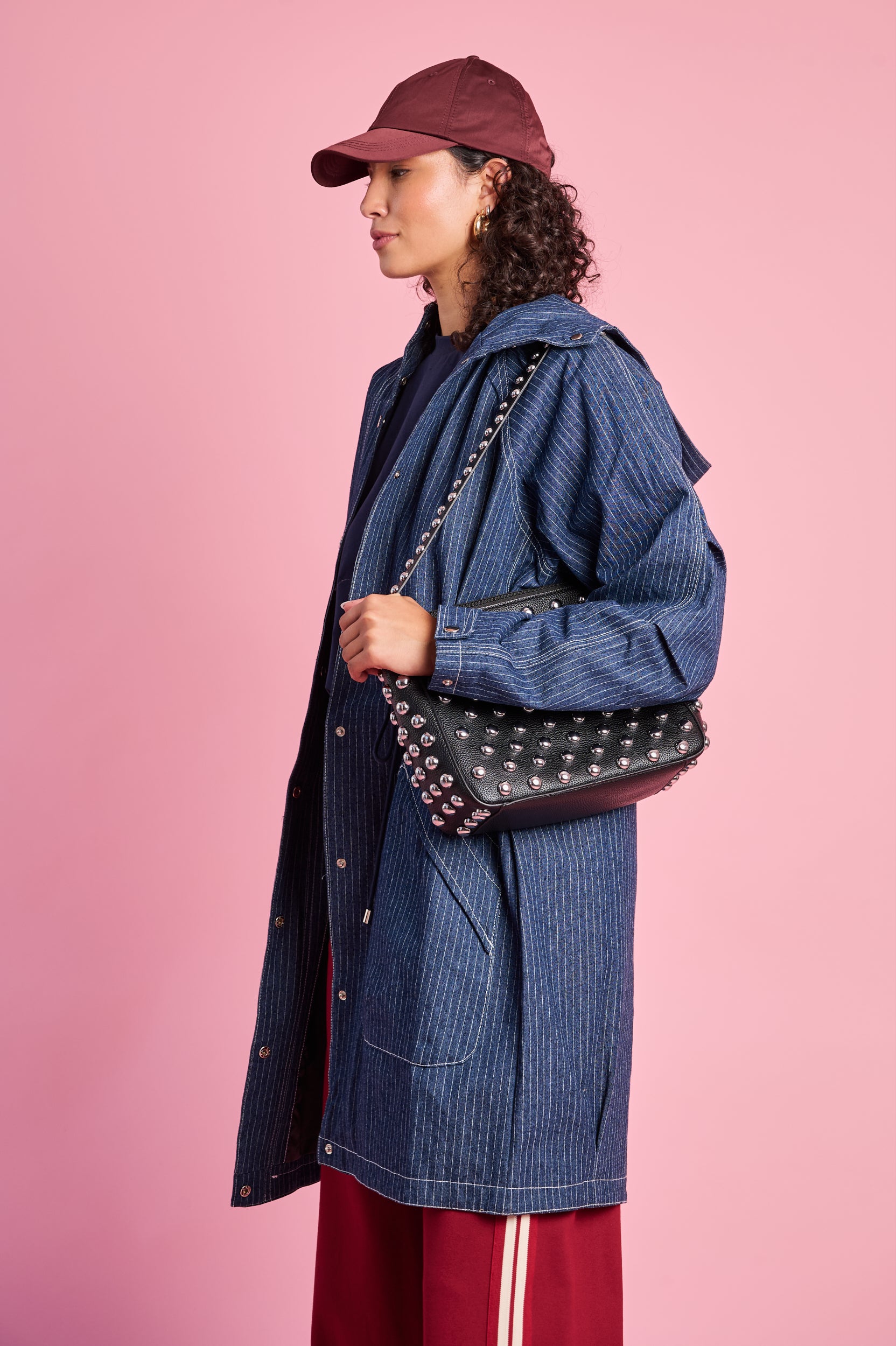 Denim Parka in Pin Stripe