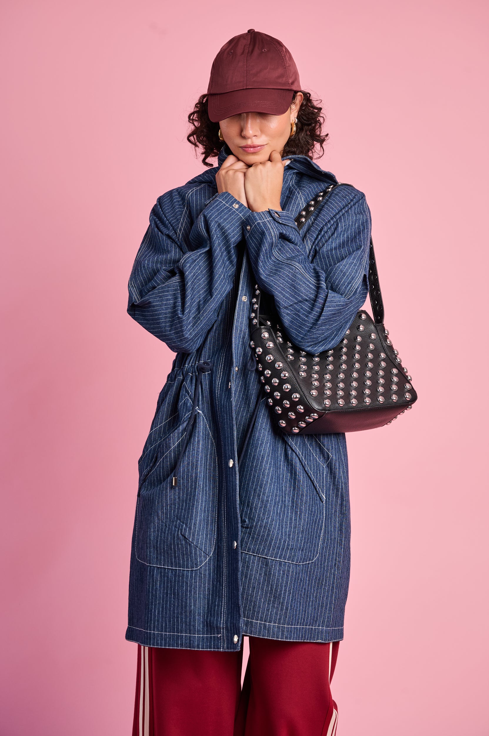 Denim Parka in Pin Stripe