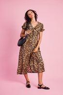 Empire Collar Dress in Animal