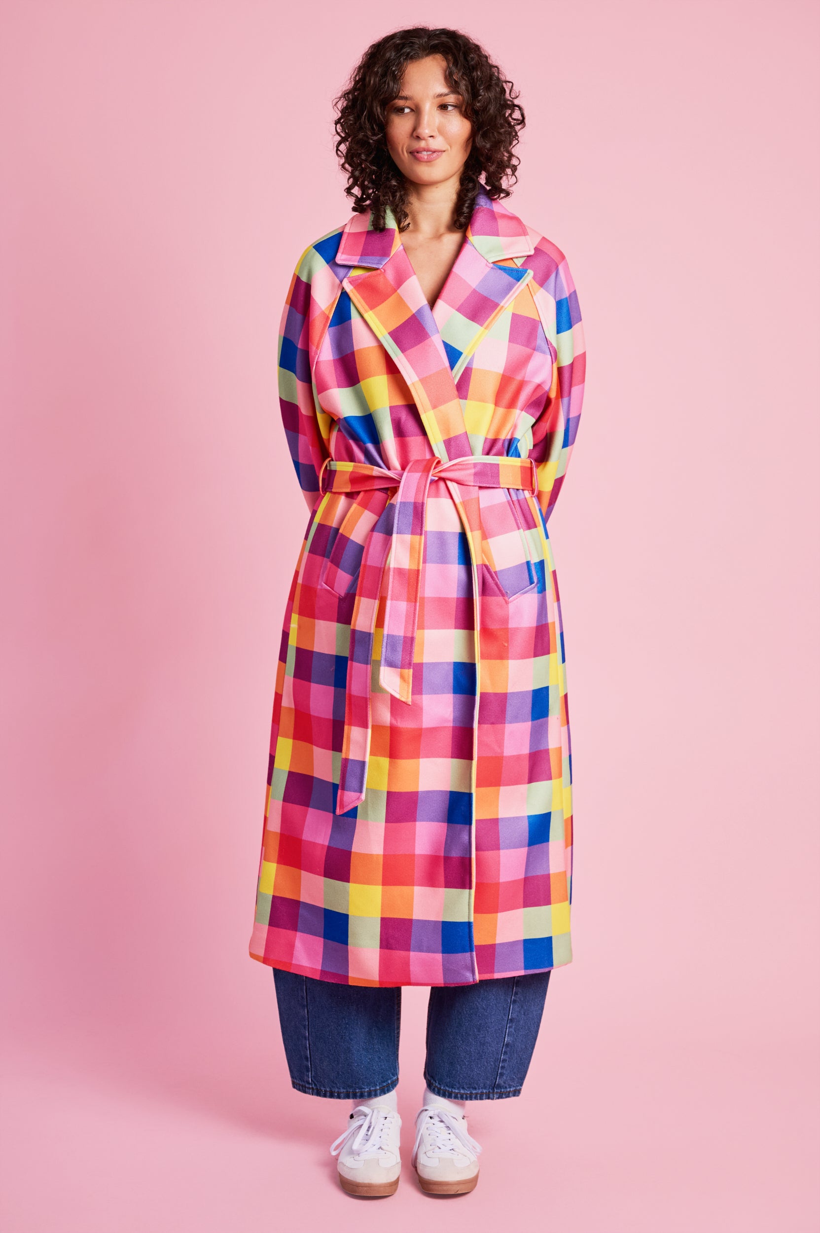 Melton Coat in Bright Check