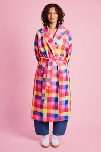 Melton Coat in Bright Check