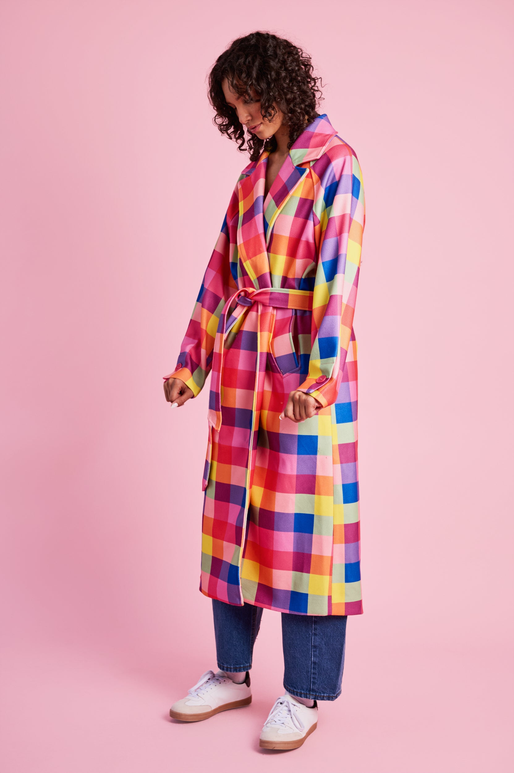 Melton Coat in Bright Check