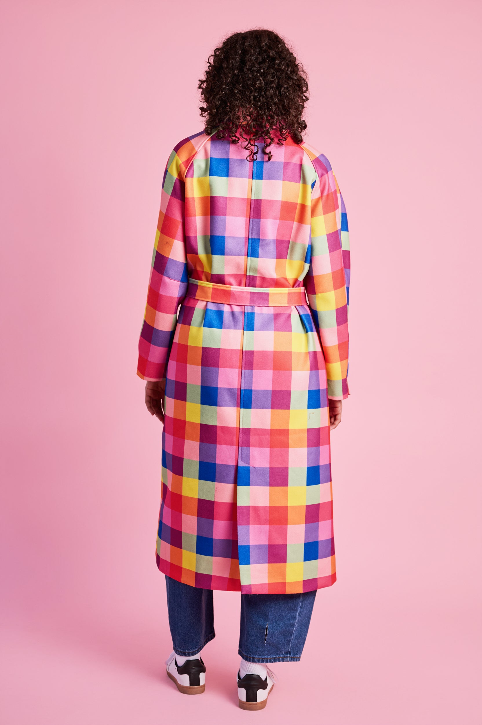 Melton Coat in Bright Check