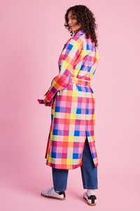 Melton Coat in Bright Check
