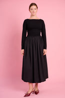 Long Sleeve Combo Dress in Black