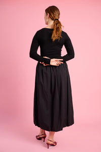 Long Sleeve Combo Dress in Black