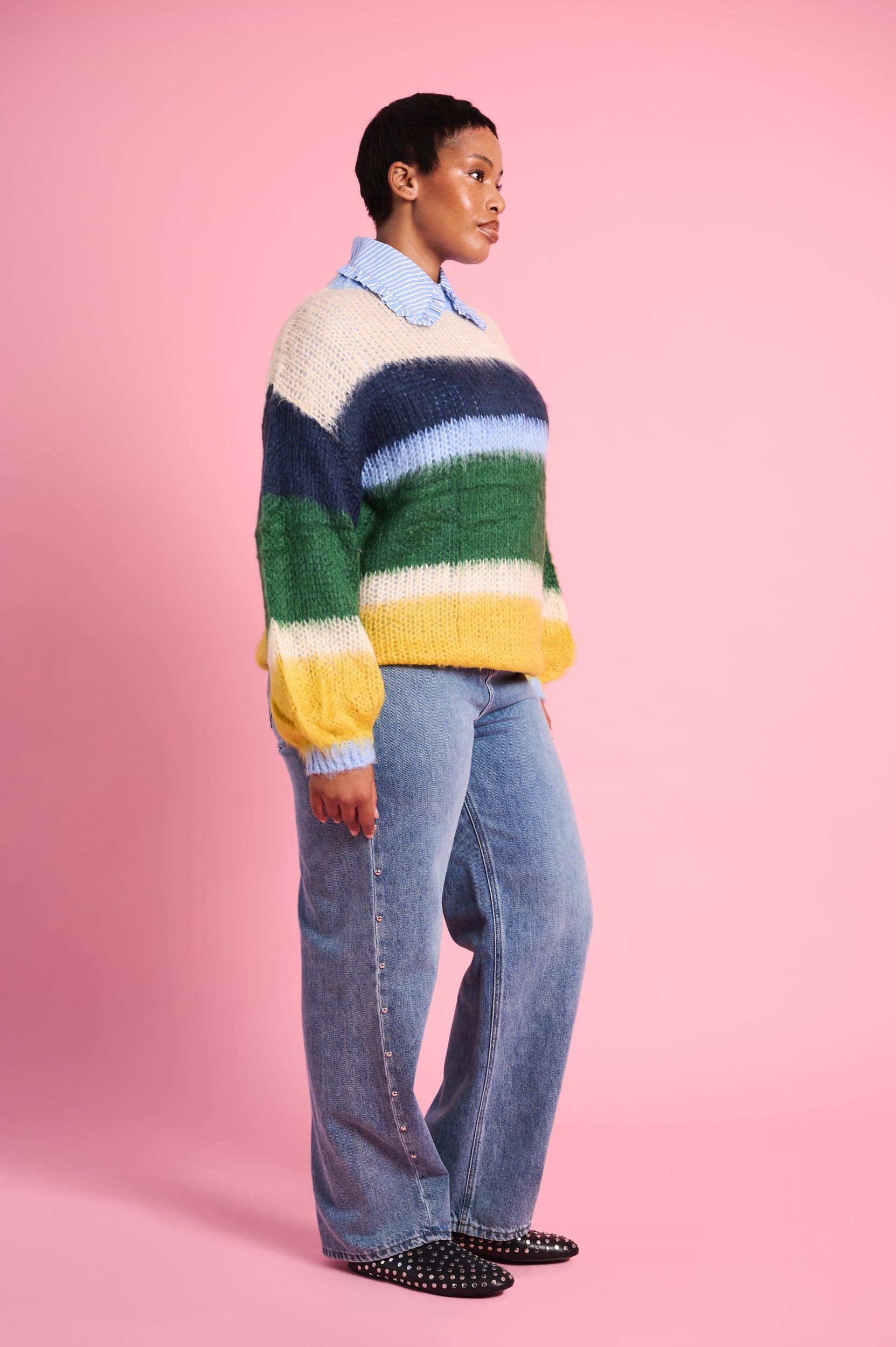 Fluffy Stripe Jumper in Multi Stripe