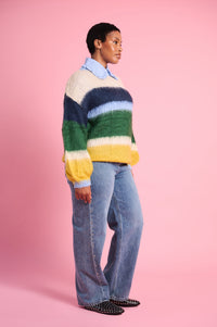 Fluffy Stripe Jumper in Multi Stripe