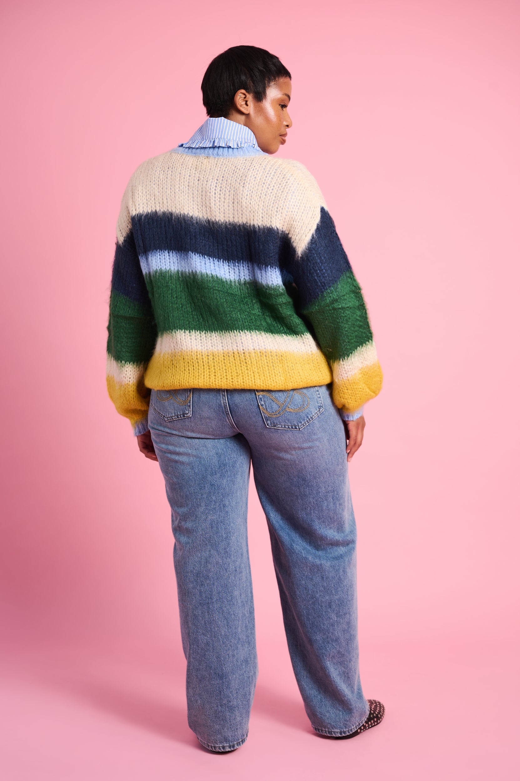 Fluffy Stripe Jumper in Multi Stripe