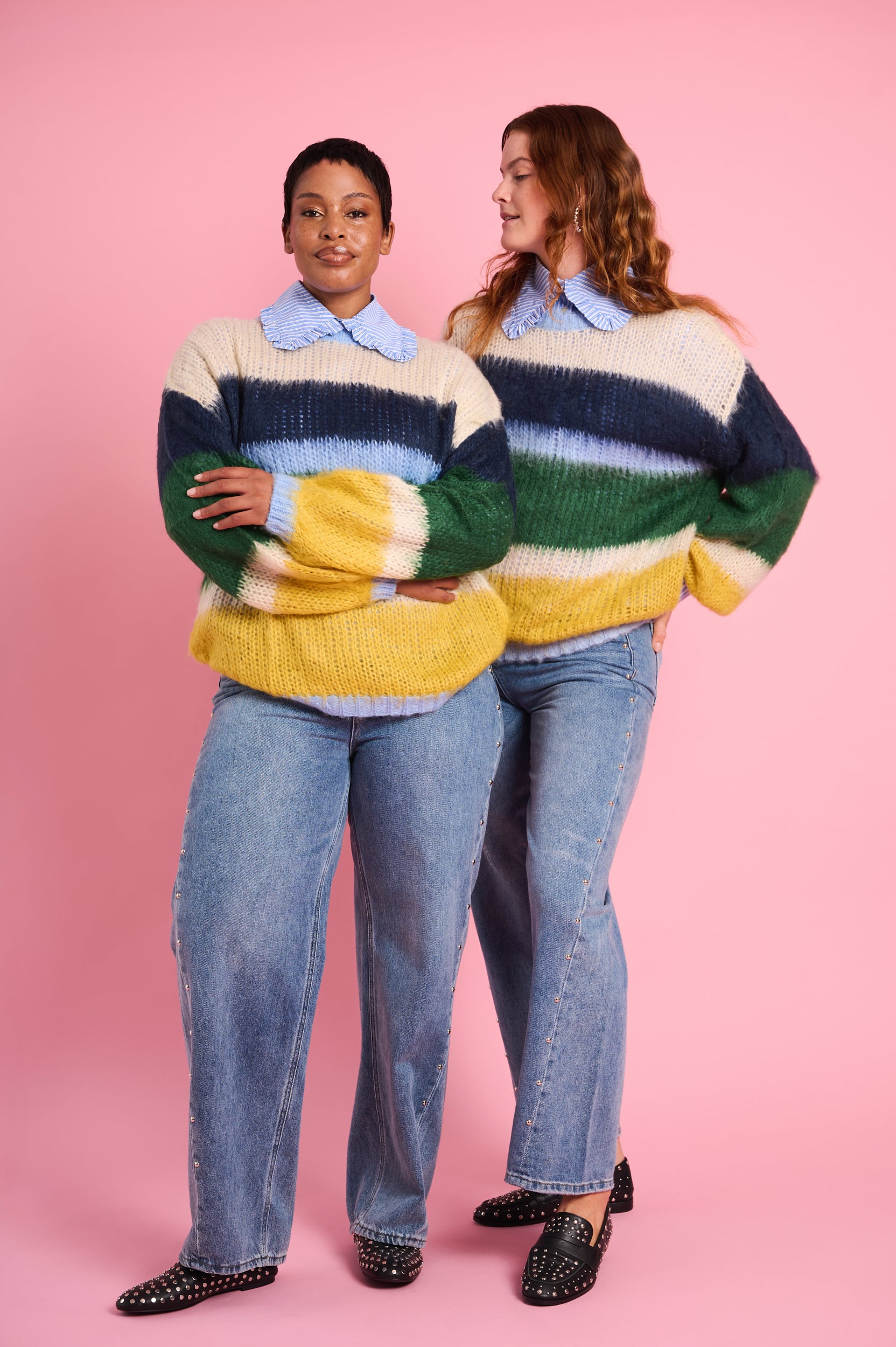 Fluffy Stripe Jumper in Multi Stripe