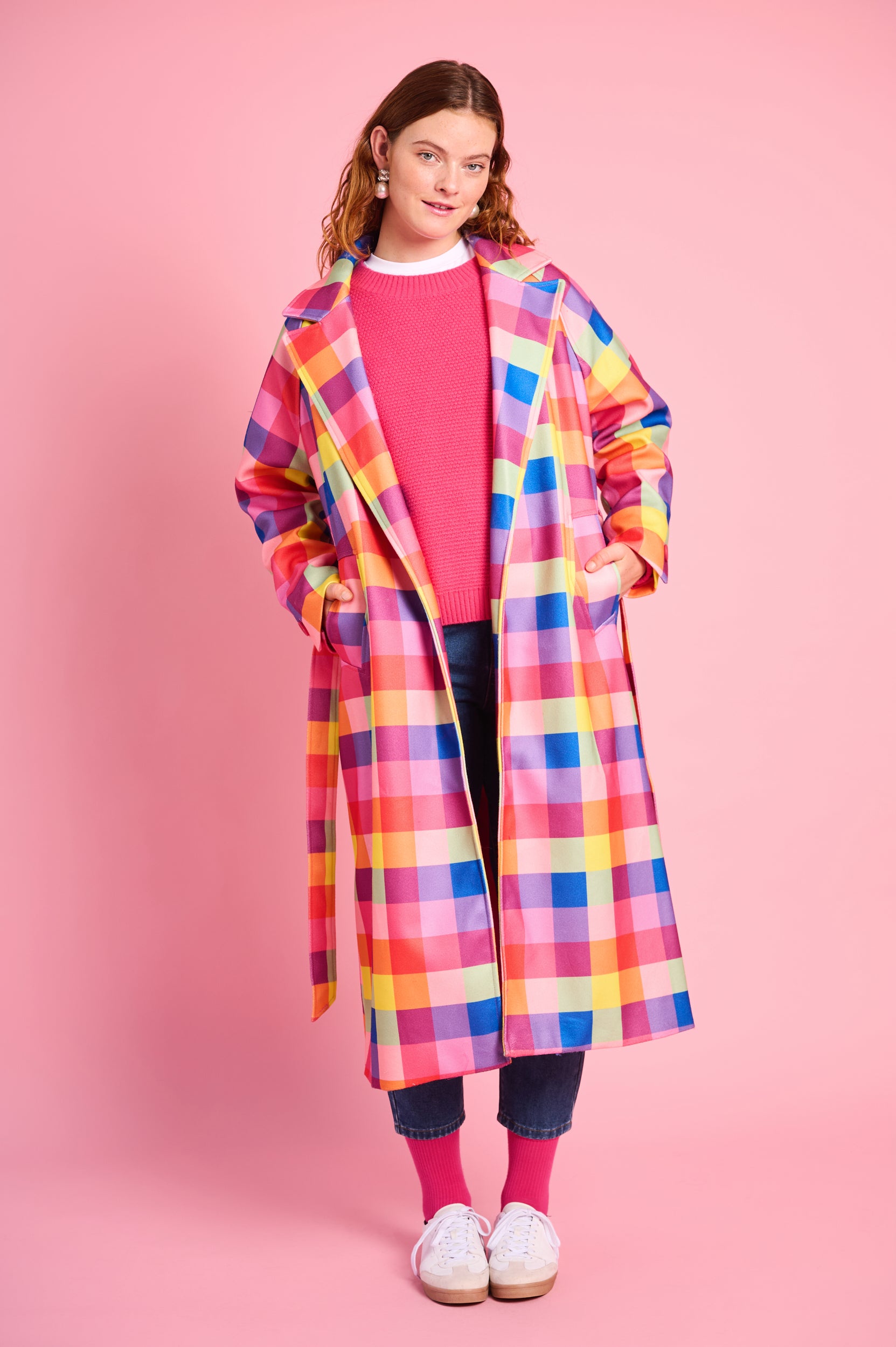 Melton Coat in Bright Check