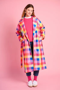 Melton Coat in Bright Check