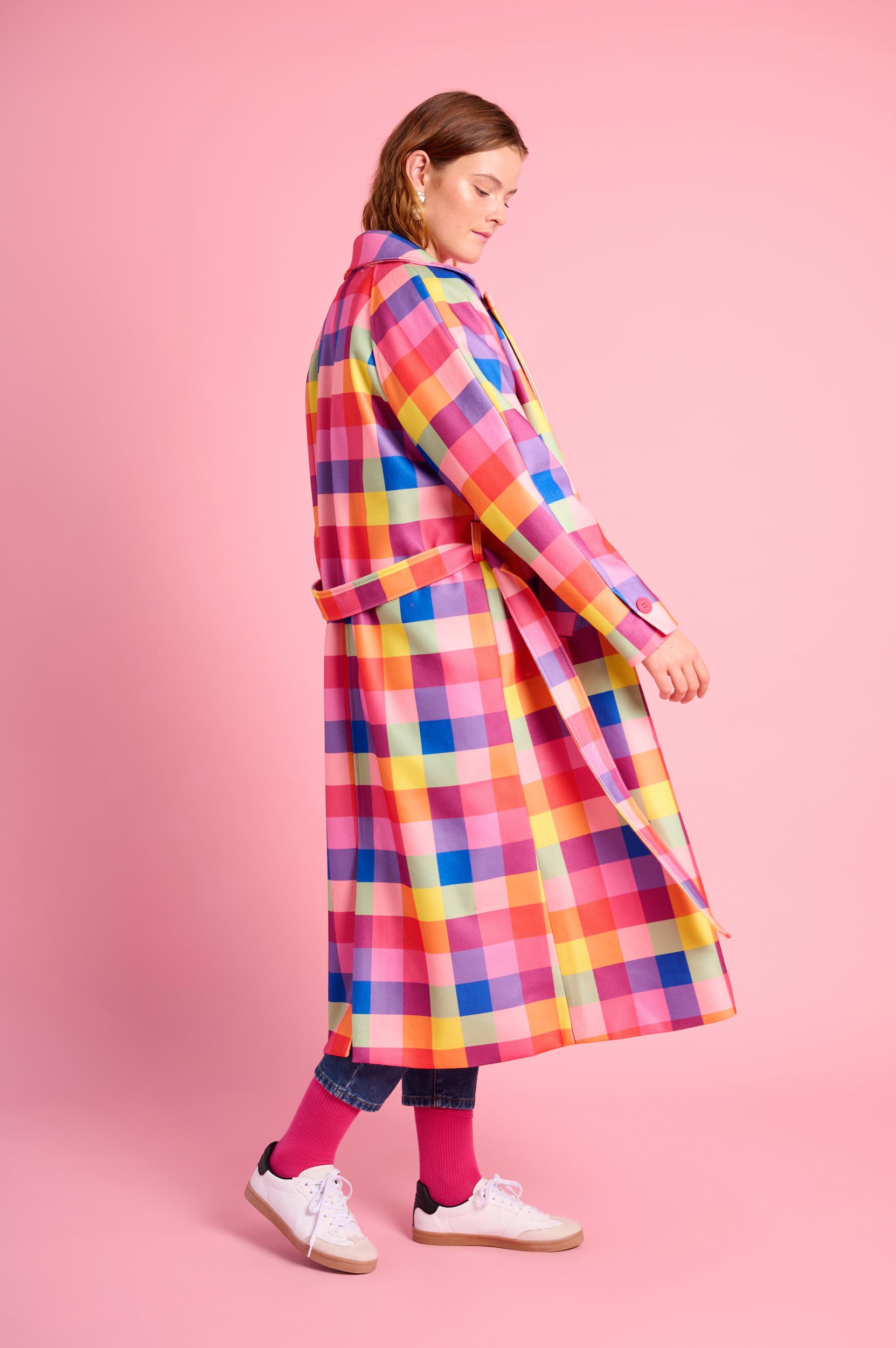 Melton Coat in Bright Check