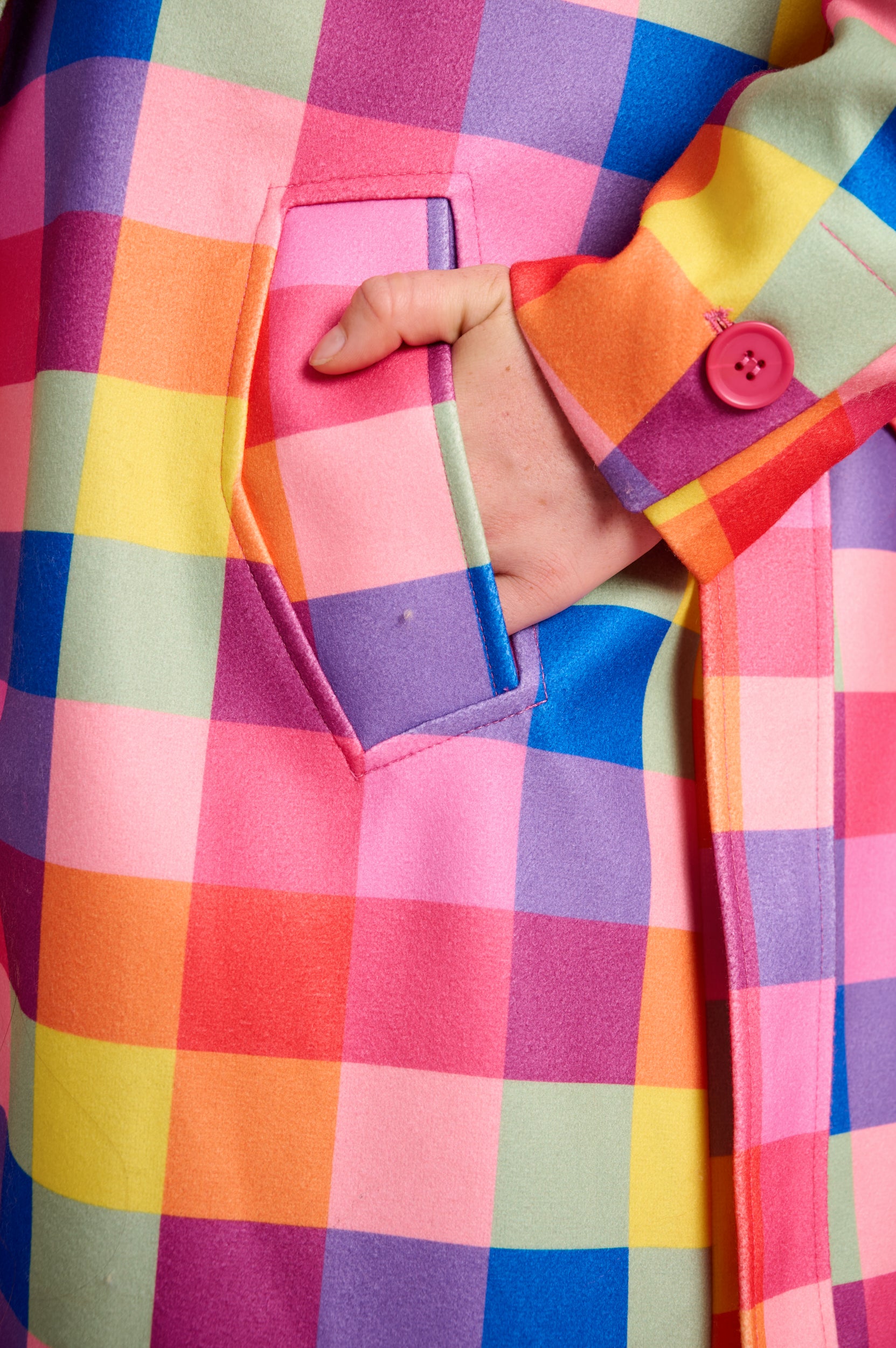 Melton Coat in Bright Check